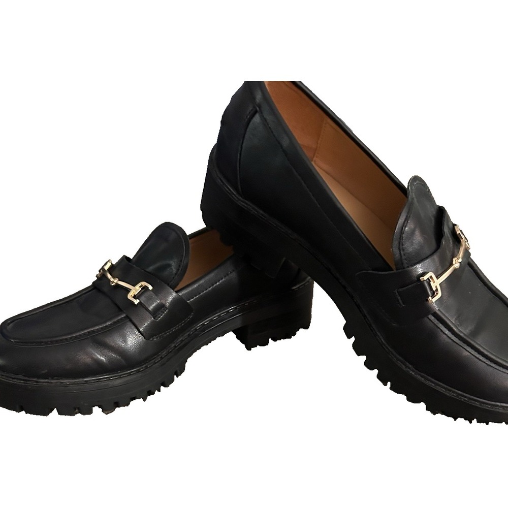 Women Chunky Platform Loafers Black Lug Sole Horsebit 90s Y2K Goth Size 8